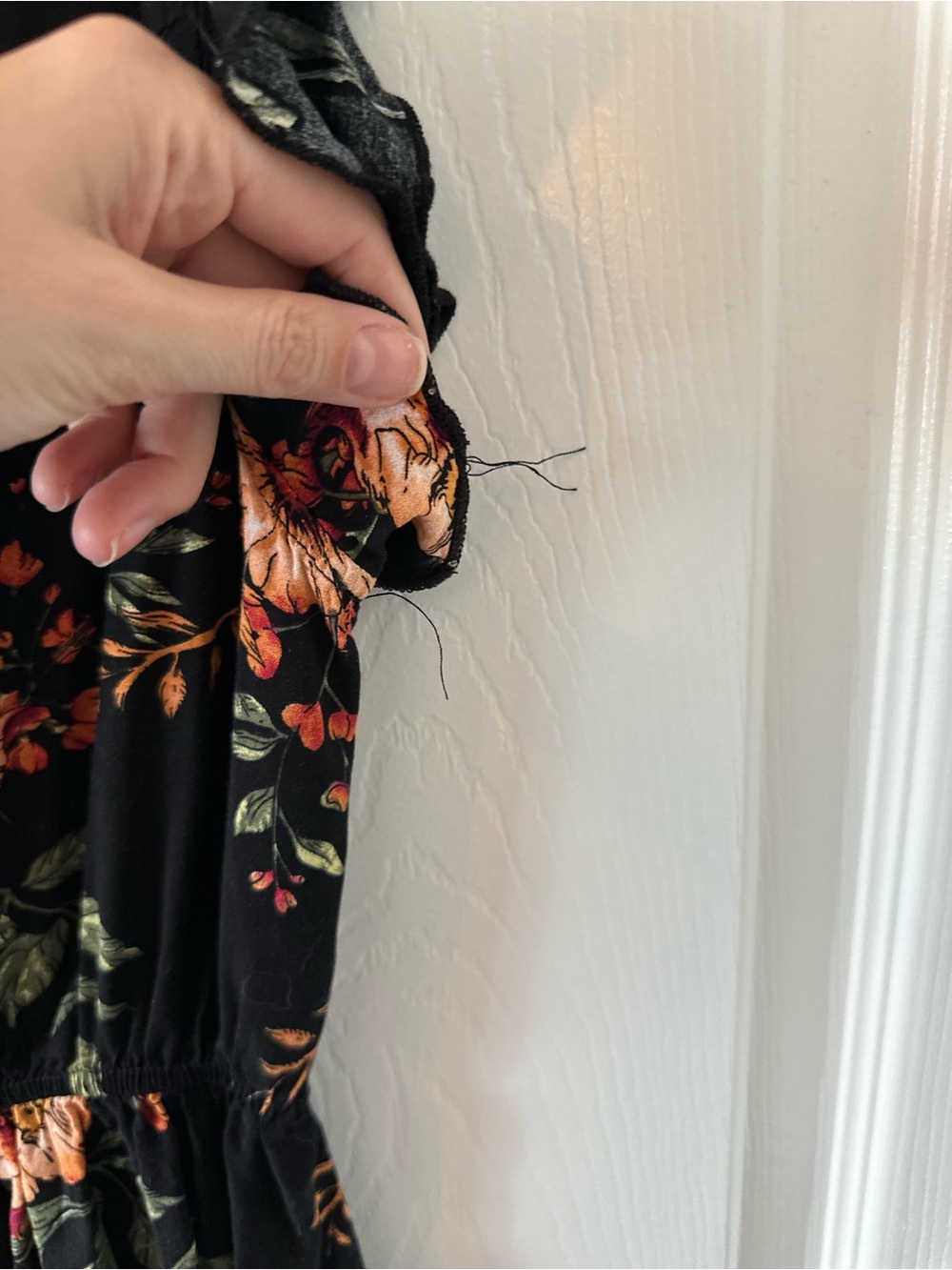 SHEIN Black Floral Maxi Dress with Rust & Green Blooms - Picture 9 of 9